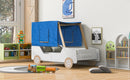 Twin Size Car Shaped Bed with Tents,White+Natural