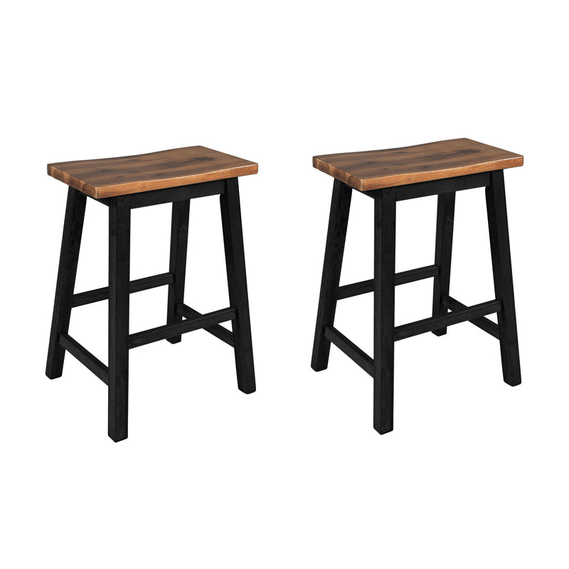 Rustic 3 Piece Stationary Kitchen Island Set With 2 Seatings, With 2 Open Shelves