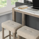 Vanilla - Real Marble Sofa Table With Power And 3 Stools - Beige / Natural