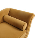 Auroral - Velvet Upholstered Chaise Lounge With Scrolled Arms And Tapered Legs