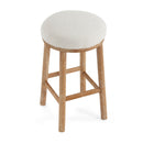 Rubber Wood & Fabric Counter Stool 300Lb Capacity, Easy Assembly For Home & Commercial Use (Set of 2) - Natural / Beige