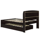 Full XL Size Platform Bed with Storage LED Headboard, Charging Station, Twin Size Trundle and 2 Drawers, Dark Brown
