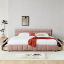 Modern Platform Bed Frame With Thick Chenille Fabric