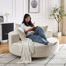 Single Swivel Chair, Fluffy Modern Sleeper, 360 Degree Swivel Chair For Living Room - Beige