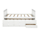 TOPMAX Captain's Bed Twin Daybed with Trundle Bed and Storage Drawers, White