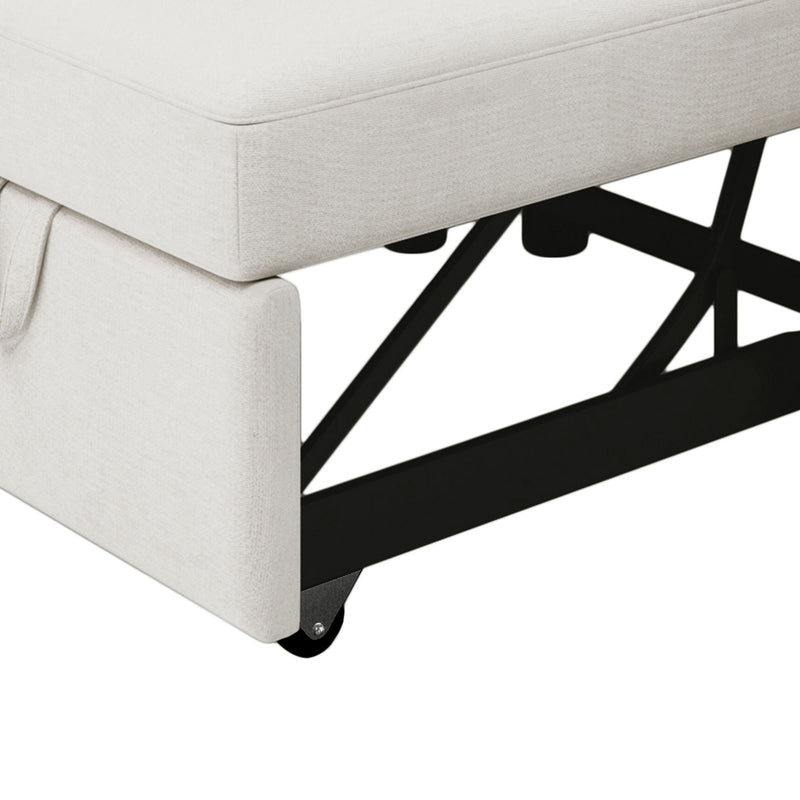 Modern 3 In 1 Convertible Sleeper Chair Bed, Linen Upholstery, Adjustable Backrest