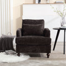 Modern Mid Century Wood Frame Armchair With Tufted Design