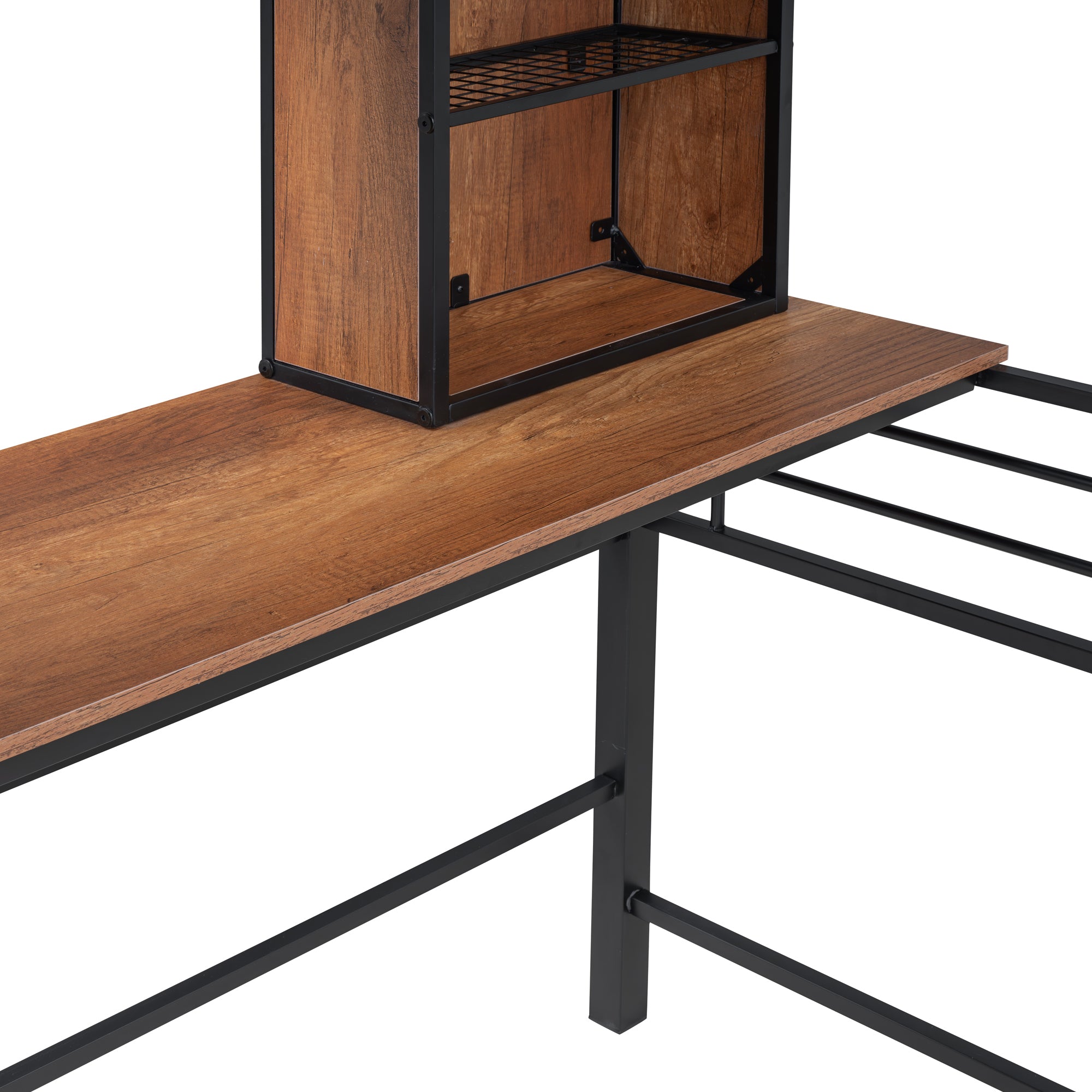 Full Size Loft Bed with Desk and Shelf , Loft Bed with Ladder,Full,Black - Atlantic Fine Furniture Melbourne FL