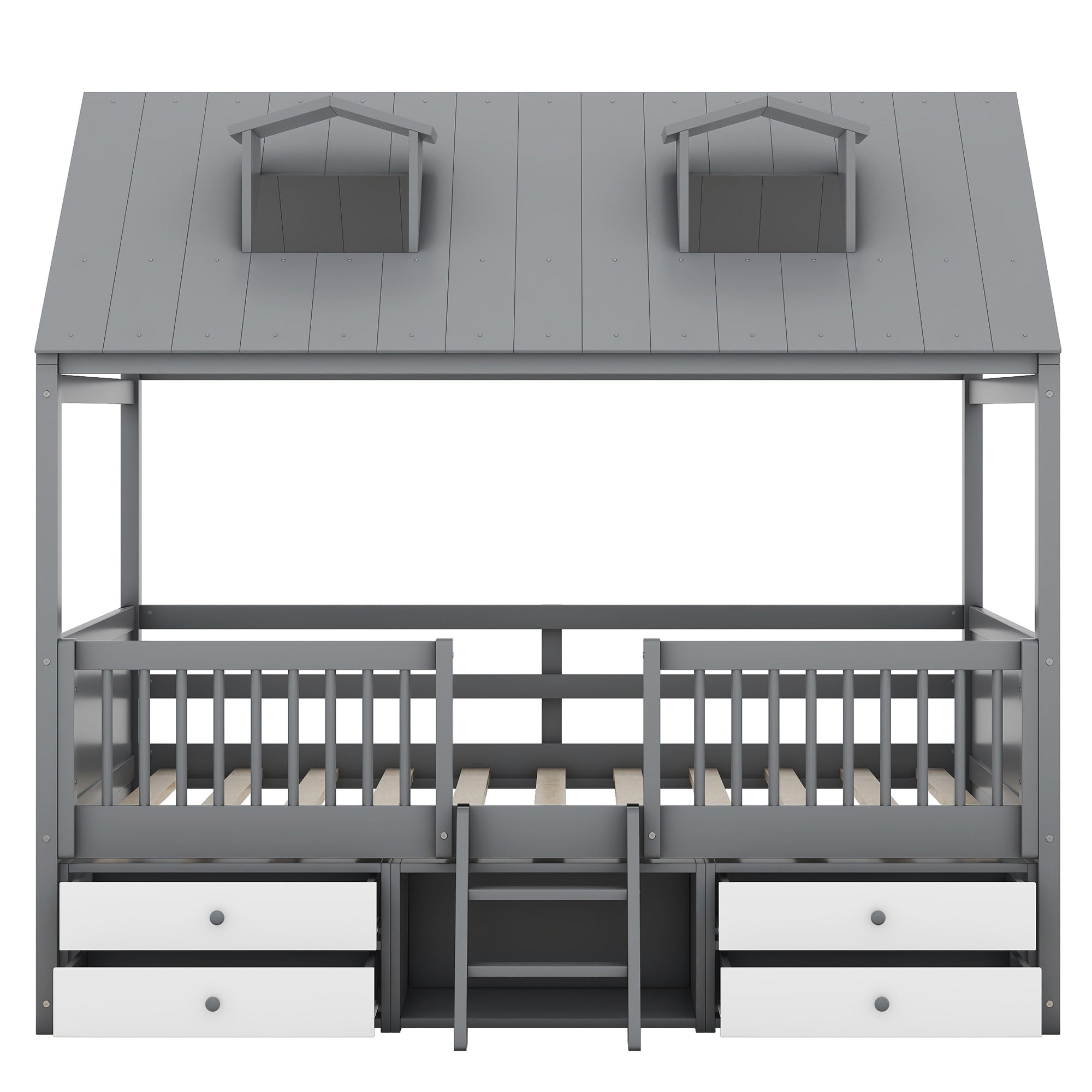 Full Size Wood Bed House Bed Frame,Gray - Atlantic Fine Furniture Melbourne FL