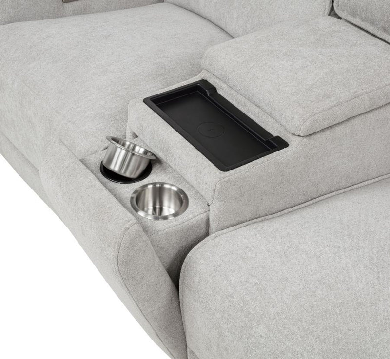 Sylmar - Chenille Upholstered Power Reclining Loveseat - Dove Gray