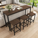Modern Design Long Dining Table Set With 3 Stools