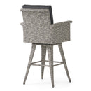 Outdoor Rattan Swivel Barstool With Water Resistant Cushion - Mixed Black / Dark Gray