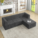Modern Minimalist L Shape Modular Sectional Sofa, Sleeper Corduroy Couch