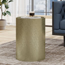 Modern Round Accent Table With Hammered Surface