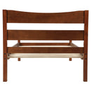 [Not allowed to sell to Walmart]Twin Size  Wood Platform Bed with Headboard and Wooden Slat Support (Walnut)