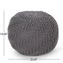 Hazel - Modern Knitted Cotton Yarn Round Pouf With Eco Friendly Pet Fibers - Dark Gray