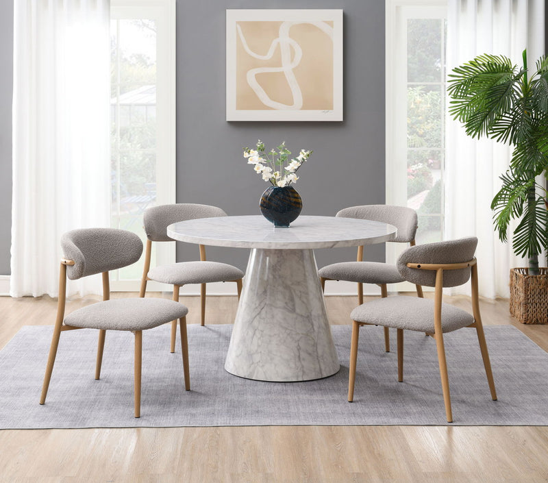 Kacey - Natural Engineered Stone Round Dining Table - Stone Gray