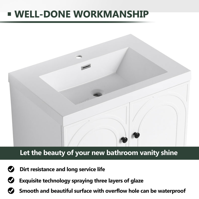 Contemporary Freestanding Bathroom Vanity With Resin Sink & Soft-Close Cabinet Doors