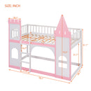 Twin Over Twin Castle Bunk Bed With Ladder - Pink