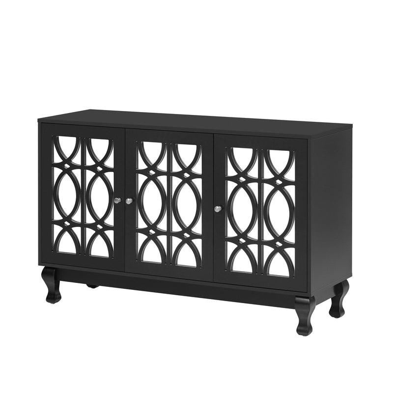Modern Mirrored TV Stand, 3 Adjustable Shelves For Living Room