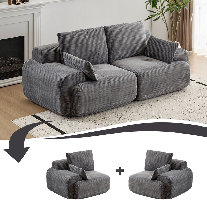 Compressed Sofa, 2 Seater Large Sectional Couches For Living Room - Gray