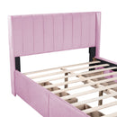 Full Size Upholstered Bed with 4 Drawers, Pink