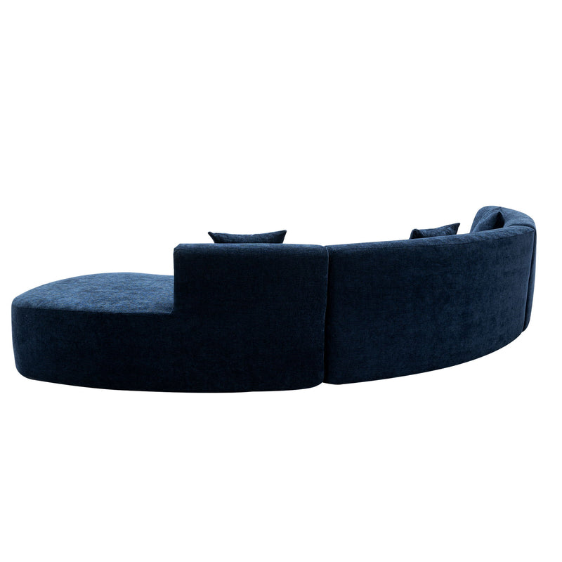 Stylish Curved Sofa Sectional Sofa Chenille Sofa Couch With Three Throw Pillows For Living Room