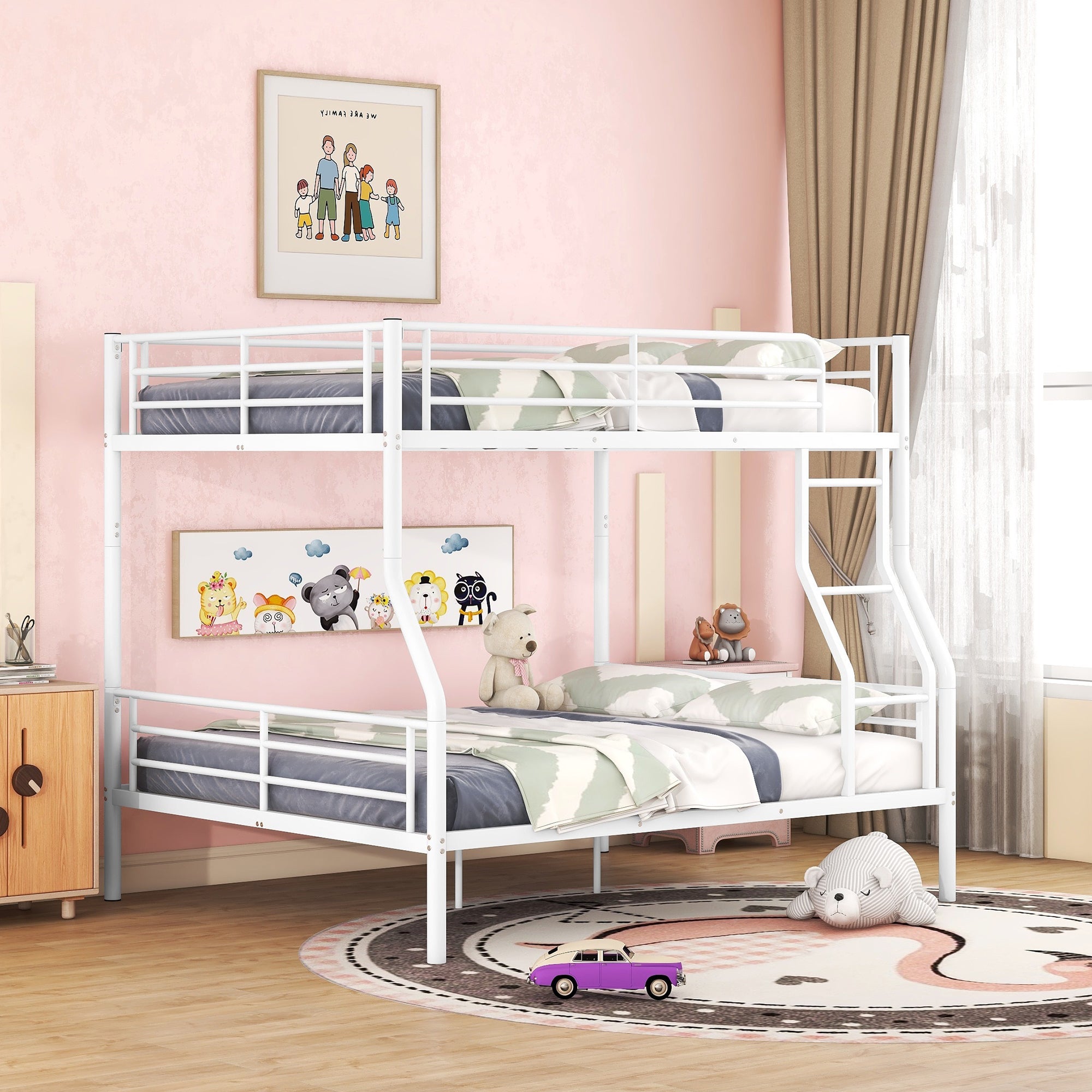 Full XL Over Queen Metal Bunk Bed, White - Atlantic Fine Furniture Melbourne FL