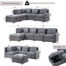 Modular Corduroy Sectional Sofa, Convertible L Shaped Couch Sofa with Storage,  5 Seat Sofa Couch for Living Room, Dark Gray
