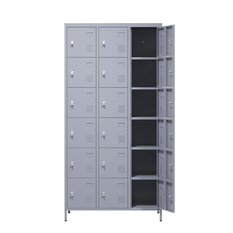 Lockers 18 Door With Lock For Employees, Storage Cabinet For Home Gym Office School Garage - Gray