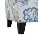 Luxury Storage Ottoman With Floral Patterned Fabric, Soft Close Hinges, Functional Footrest & Seat - Blue Flower / Blue Multi