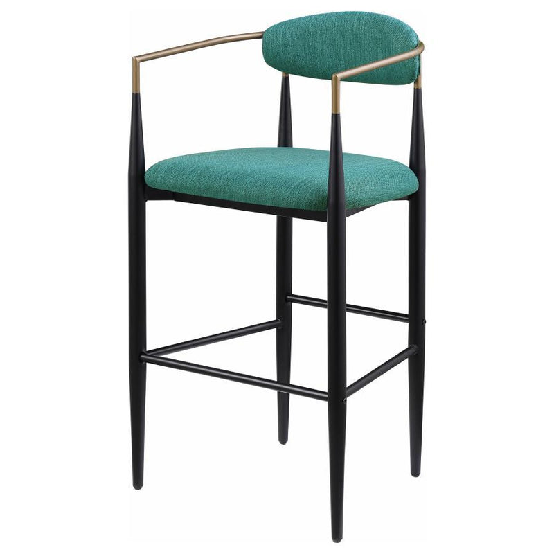 Tina - Metal Pub Height Bar Stool With Upholstered Back And Seat (Set of 2)