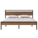 Ceres Metal Bed, Black with Cinnamon Wood Headboard&Footboard, King
