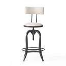 Industrial Modern Upholstered Adjustable Height Swivel Barstool - Beige