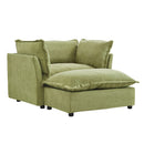 Modern Cozy Upholstered Armchair Sofa With Movable Ottoman