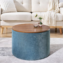 Classic 2 Piece Round Storage Ottoman Set With Drum Shaped Stool