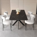 Extendable Dining Table Set With Curved Backrest Upholstered Chairs