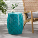 Pastrana - Metal Side Table With Lace Cut Design And Rust Resistant - Teal