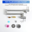 Modern Design Pot Filler Faucet Wall Mount Kitchen Sink, Folding Stretchable
