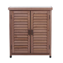 Potting Bench With Storage Cabinet And Metal Table Top For Outdoor