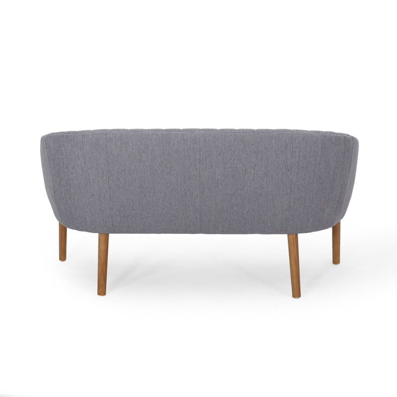 Mid Century Modern Loveseat With Channel Stitched Backrest