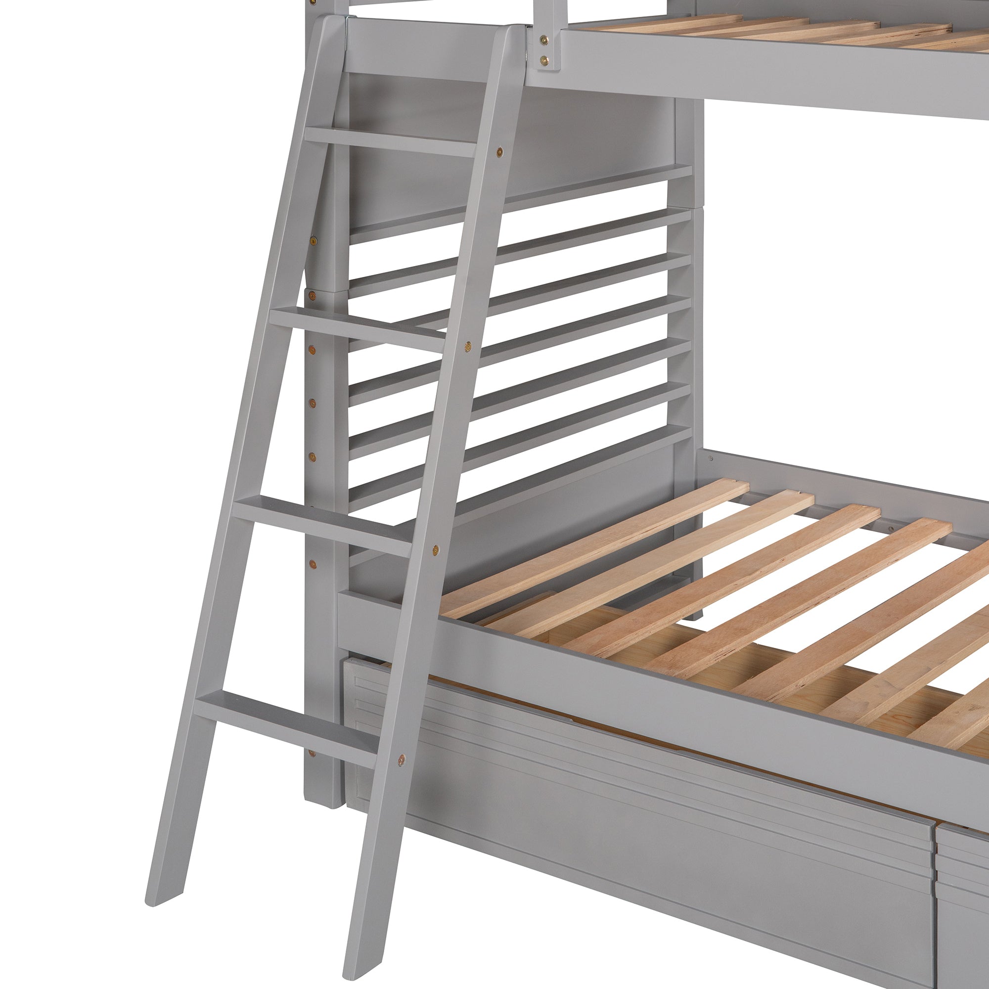 Twin over Twin Wood Bunk Bed with Two Drawers - Gray - Atlantic Fine Furniture Melbourne FL