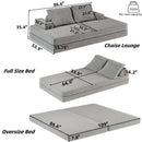 Multifunctional Convertible Sofa Bed With 2 Tumbler Backrests And 2 Pillows, Deep Seat Couch