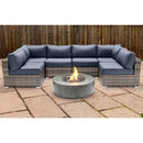 Outdoor 7 Piece Sectional Seating Group With Cushions And Fire Pit - Gray / Navy