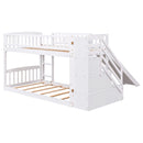 Twin Over Twin Stairway Bunk Bed With Two Drawers And Slide