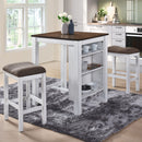 3 Pieces Counter Set Storage Space For Small Space Modern Farmhouse Design Retro Design Easy To Assembly - Antique Dark Oak / Antique White