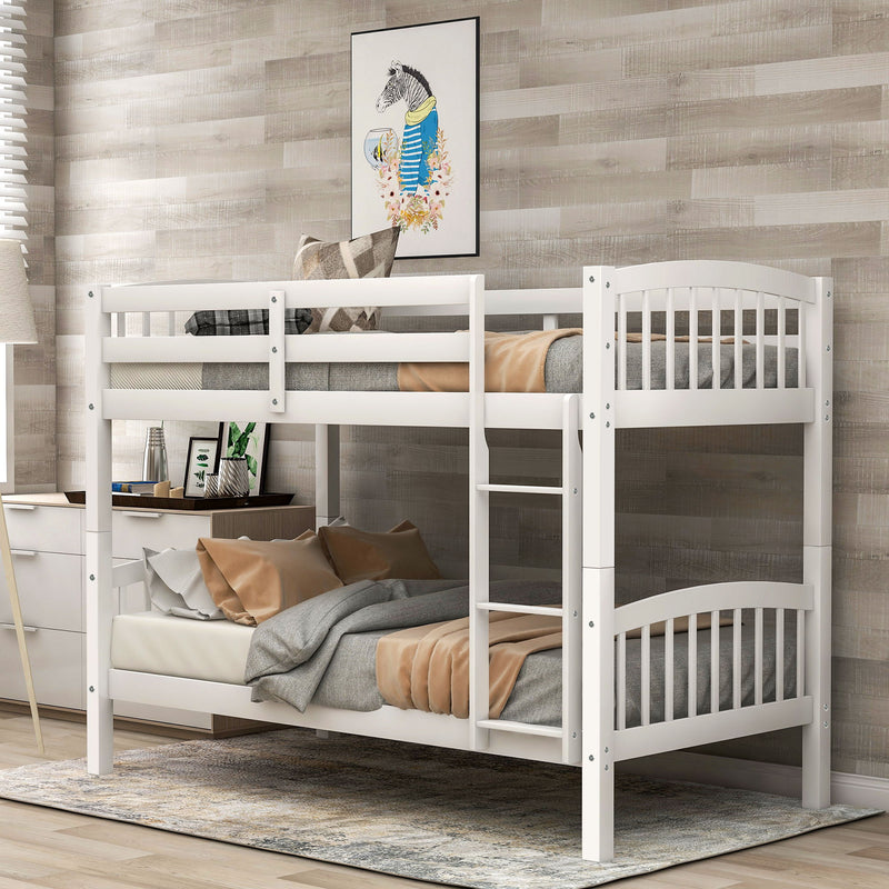 80.51" Twin Over Twin Bunk Bed With Ladder - White