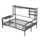 Daybed With Movable Desk, Grid, Shelves And Clothes Hanger
