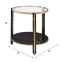 Thistle - End Table - Clear Glass, Faux Black Marble Top & Champagne