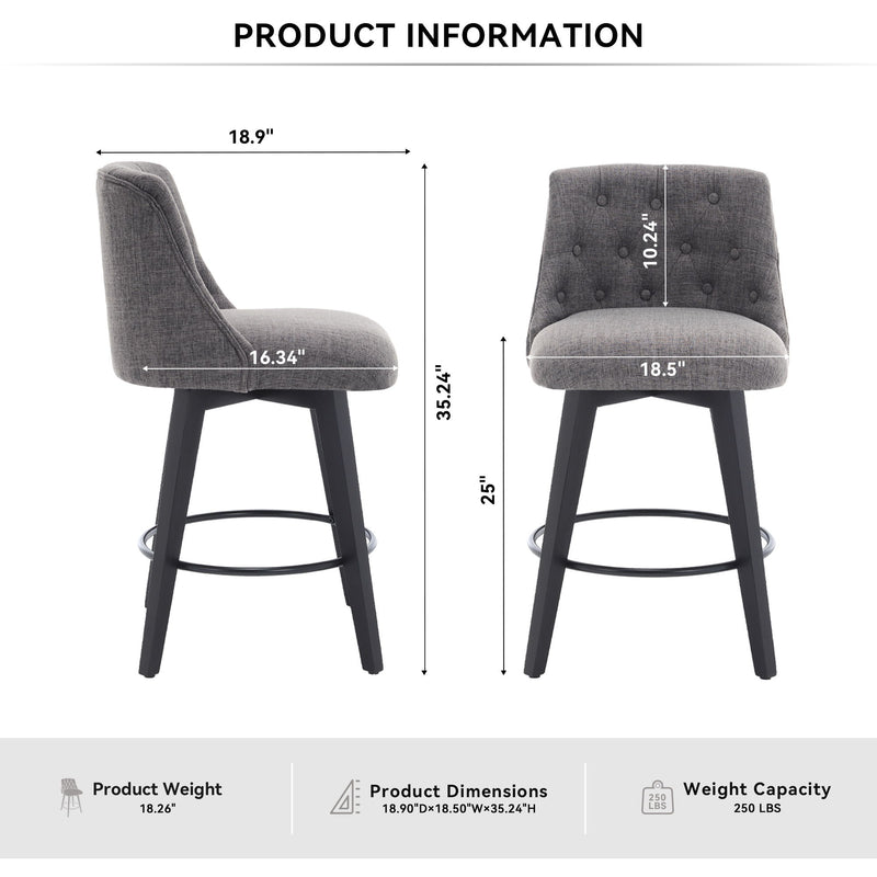 Swivel Bar Stools & Button Tufted Back (Set of 2)
